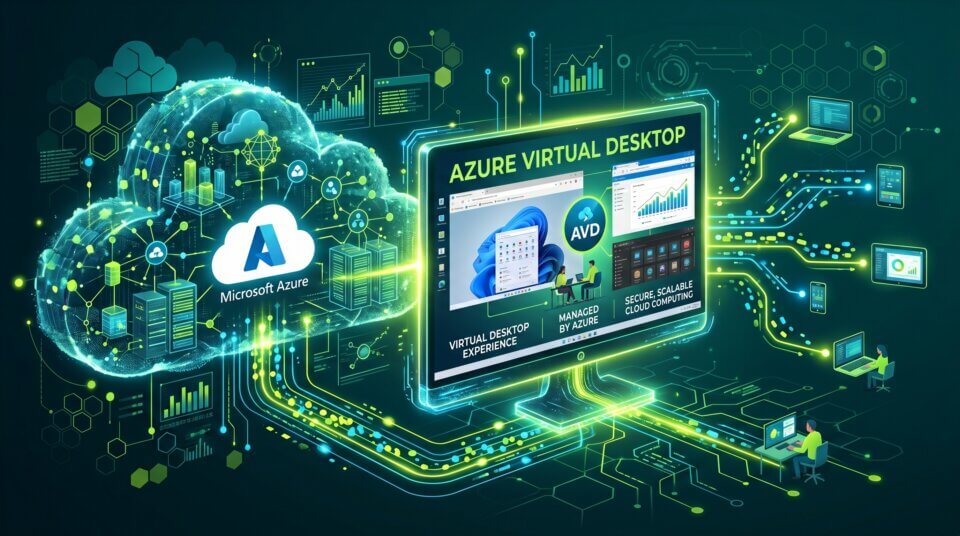 Azure Virtual Desktop cloud computing concept for business