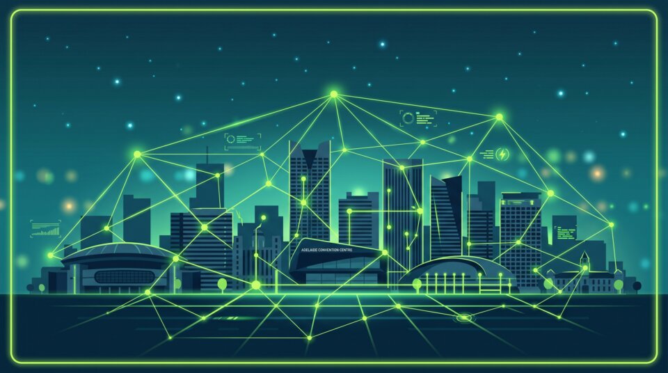 Adelaide city skyline with digital technology overlay for IT support guide