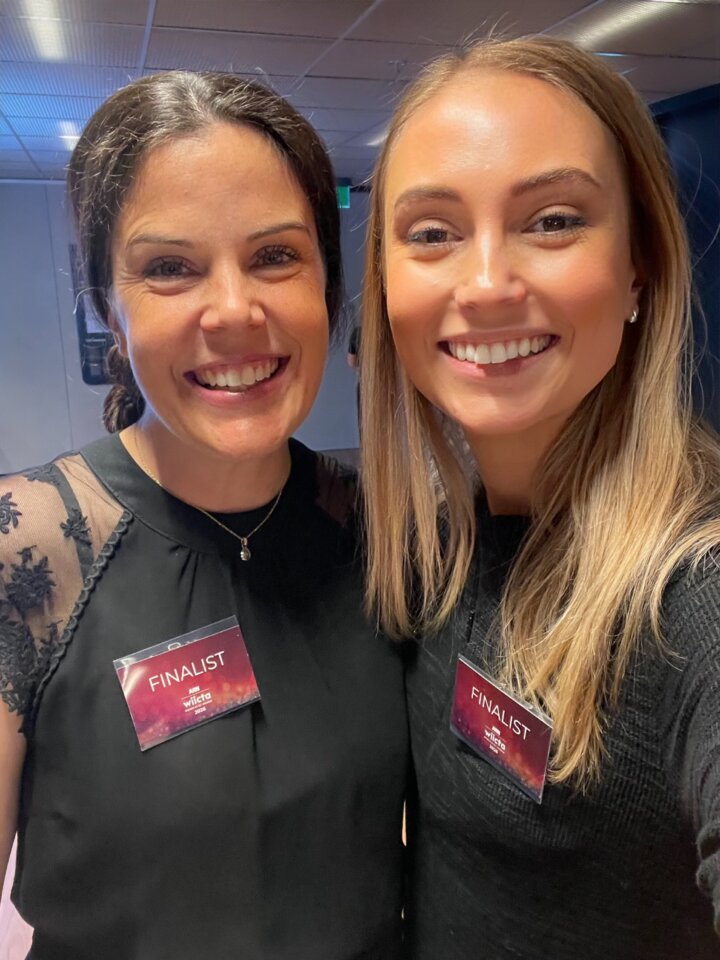 Megan Visser and Jessica Tolsma celebrating as finalists at the ARN Women in ICT Awards 2026