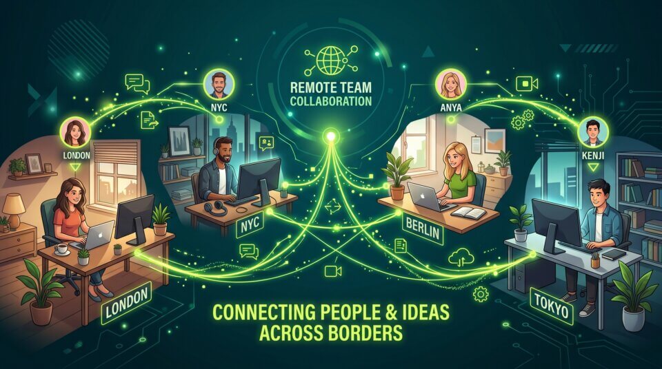 Remote team collaboration with Microsoft 365 concept