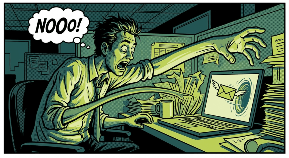 animated image of a man in distress trying to recall an email